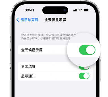 双流苹果15预约维修分享iPhone15如何设置全天候显示屏幕可见 